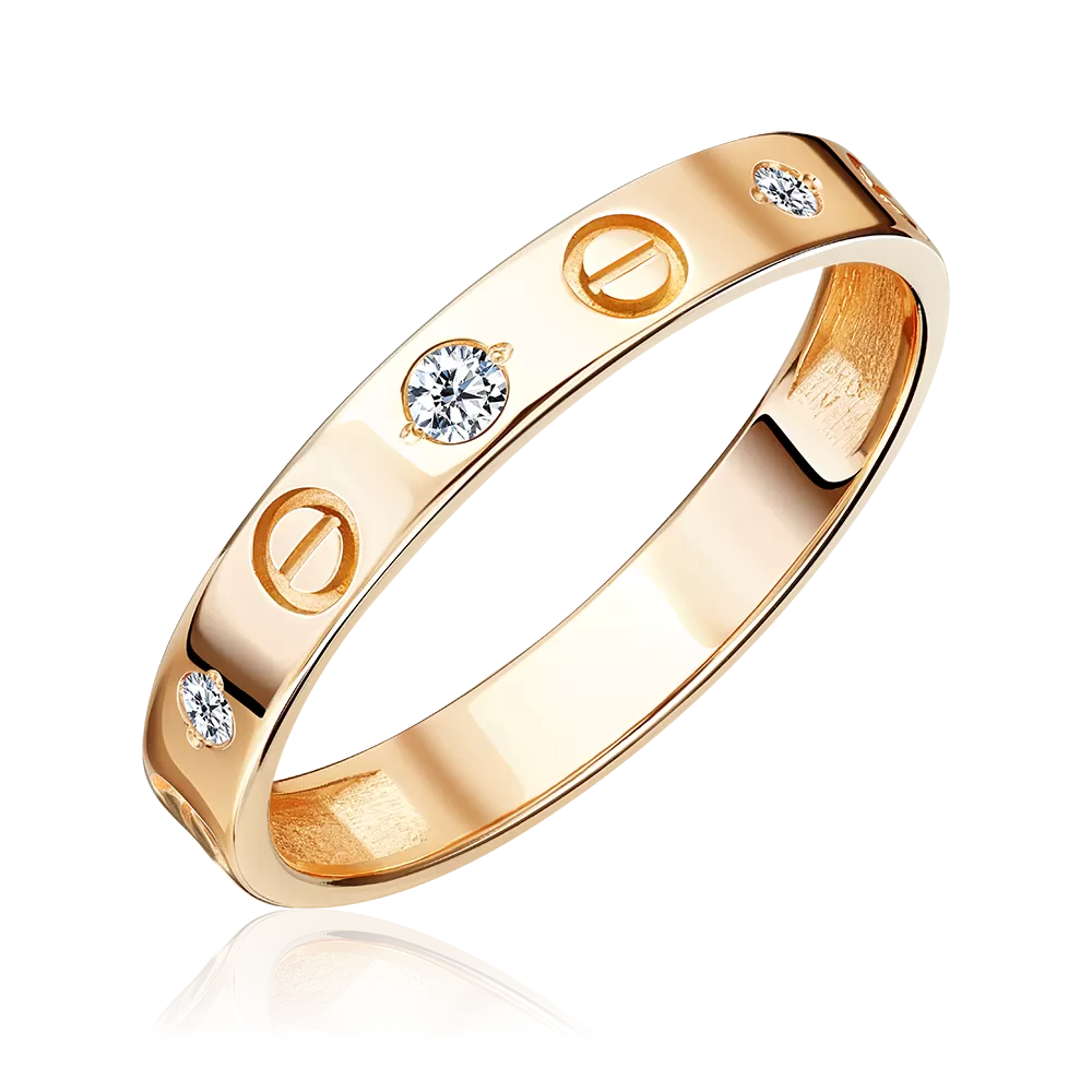 Кольцо из красного золота с фианитами 01-5888-00-401-1110