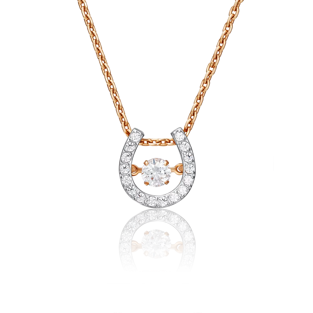 Подвеска-бегунок «Подкова» из красного золота с фианитами 03-2337-00-501-1110-38