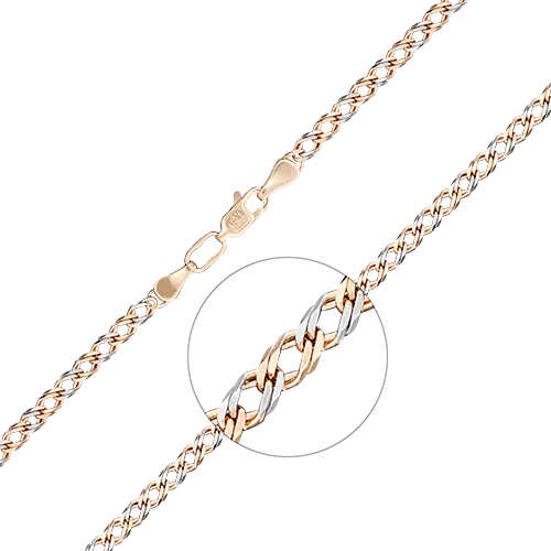 Цепь из красного золота с алмазной гранью (плетение «Двойной ромб») 21-0339-060-1110-17