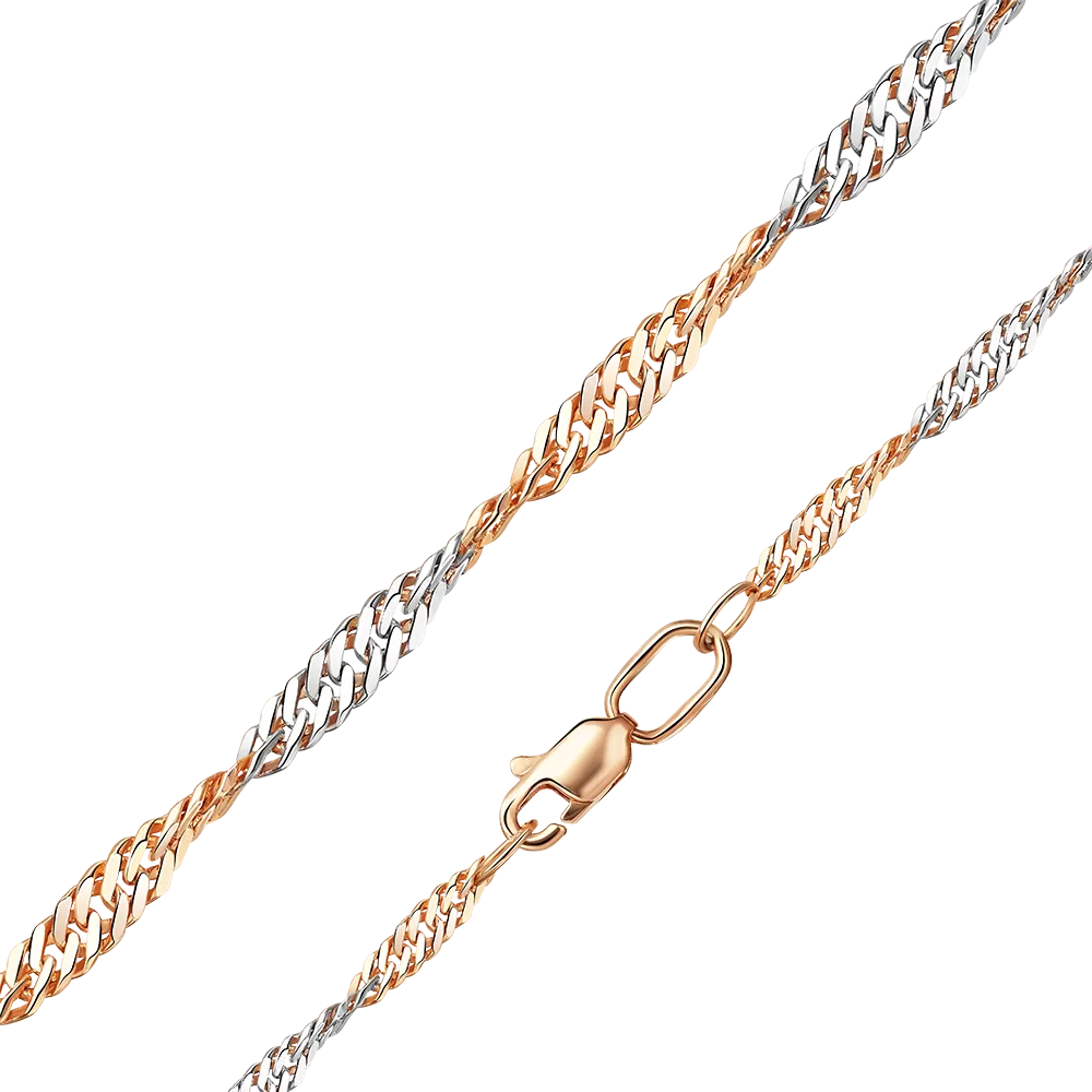 Цепь из красного золота с алмазной гранью (плетение «Сингапур») 21-0739-040-1110-17