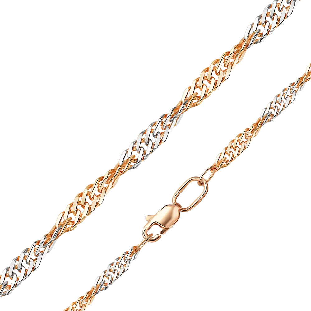 Цепь из красного золота с алмазной гранью (плетение «Сингапур») 21-0739-050-1110-17