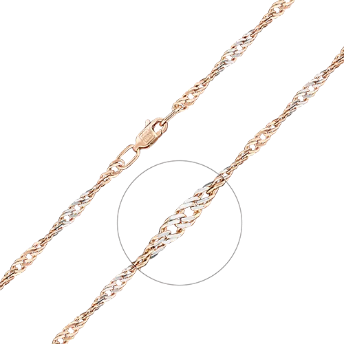 Цепь из красного золота с алмазной гранью (плетение «Сингапур») 21-0739-060-1110-17