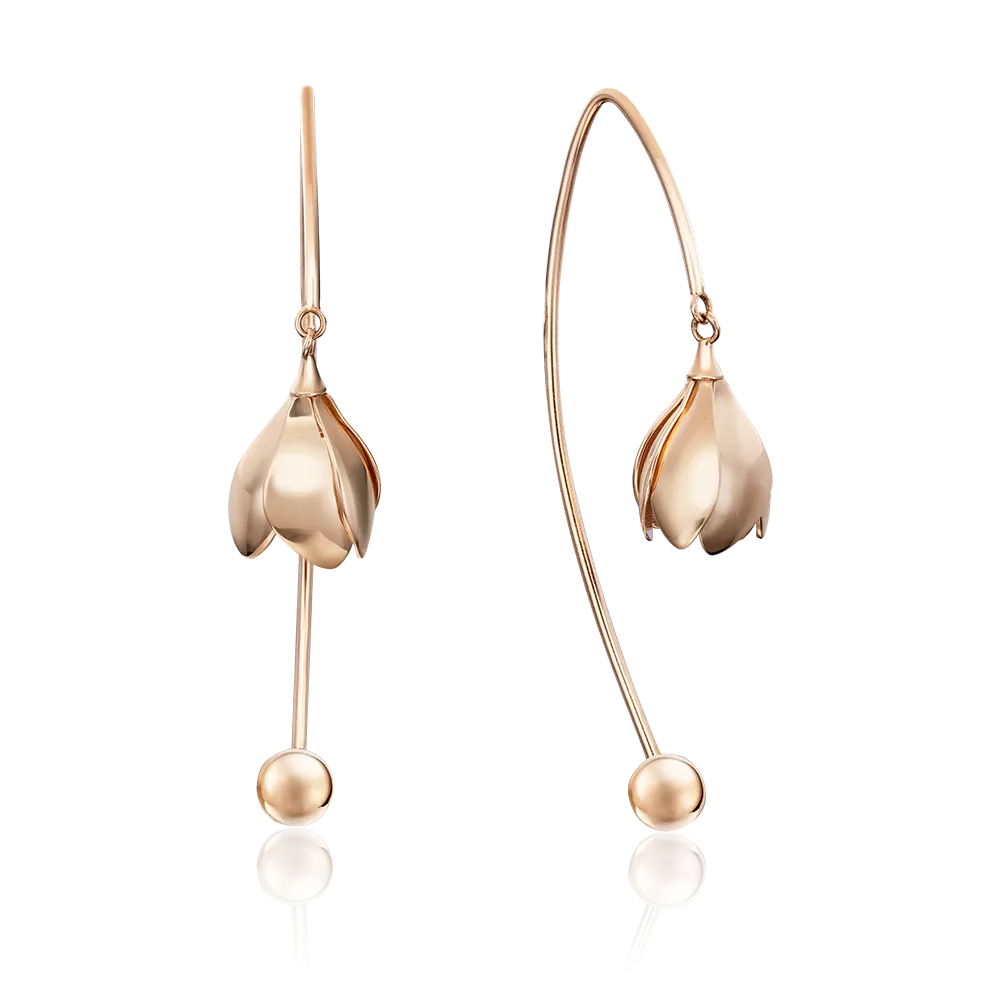 Серьги «Подснежники» с французским замком из красного золота 02-4477-00-000-1110-48