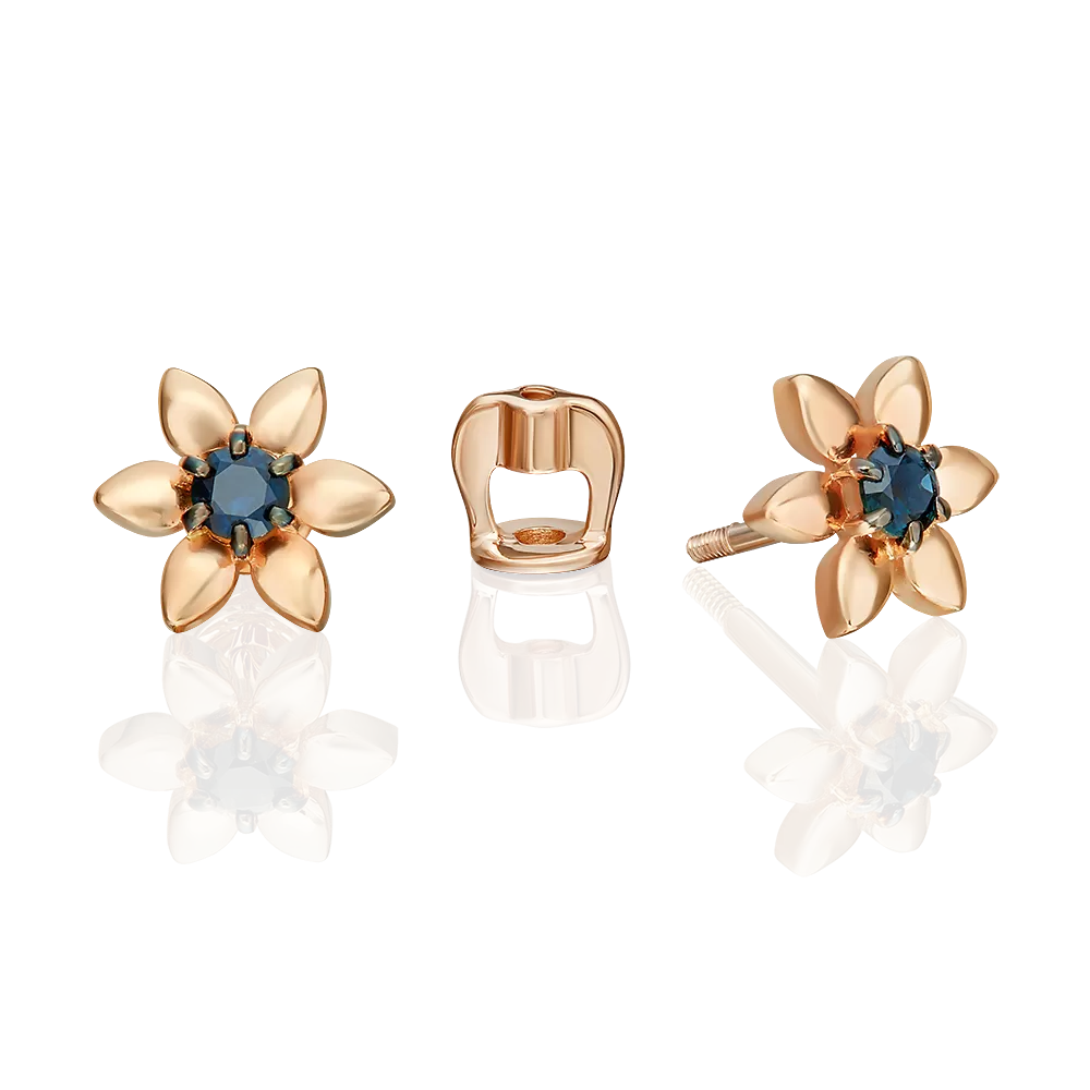 Серьги-пусеты из красного золота с сапфиром 02-5485-00-102-1110