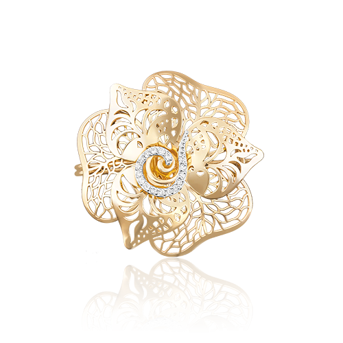Брошь-подвеска «Цветок» из лимонного золота с фианитами 04-0143-00-401-1130-65