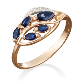 Кольцо из комбинированного золота c сапфирами и бриллиантами 01-5042-00-105-1111-30