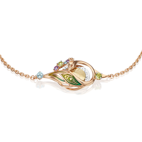 Фантазийный браслет из комбинированного золота c хризолитами, топазами, аметистами и эмалью 05-0706-00-221-1140