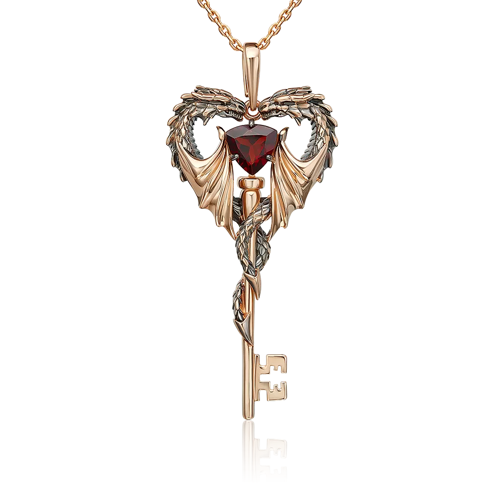 Подвеска «Секрет успеха» из красного золота с гранатом 03-3508-00-204-1110