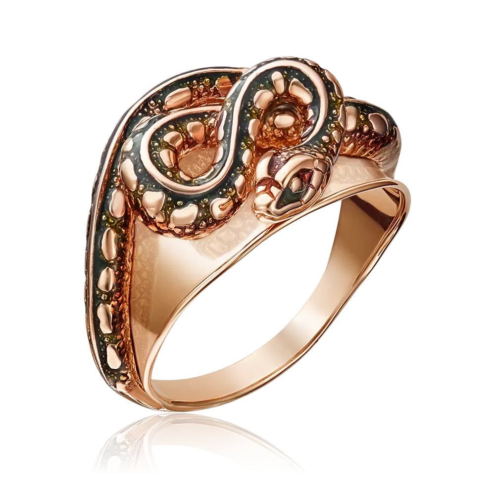 Кольцо «Анаконда» из красного золота с эмалью 01-5147-00-000-1110-59