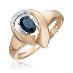 Кольцо из комбинированного золота с сапфиром и бриллиантом 01-5747-00-105-1111