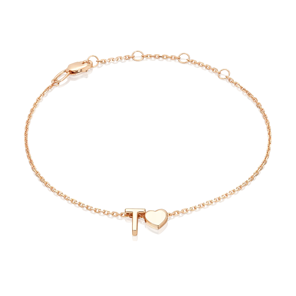 Браслет «Буква Т» из красного золота 05-0858-Т-000-1110