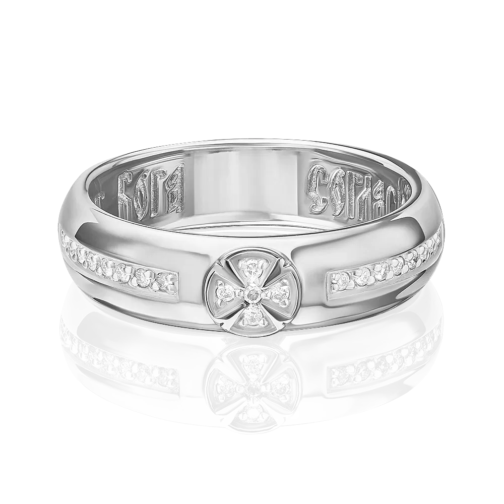 Обручальное (венчальное) кольцо из белого золота с бриллиантами 01-0520-00-101-1120-30