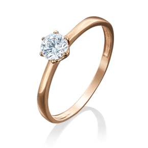 Помолвочное кольцо из красного золота c фианитом 01-3058-00-401-1110-03