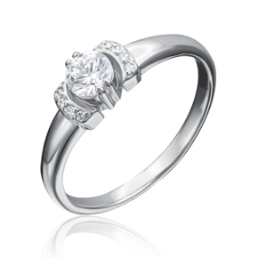 Помолвочное кольцо из белого золота с фианитом 01-3069-00-401-1120-03