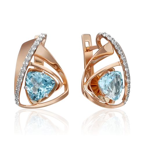 Серьги с английским замком из красного золота с топазом и натуральными топазами white 02-4419-00-201-1110-57