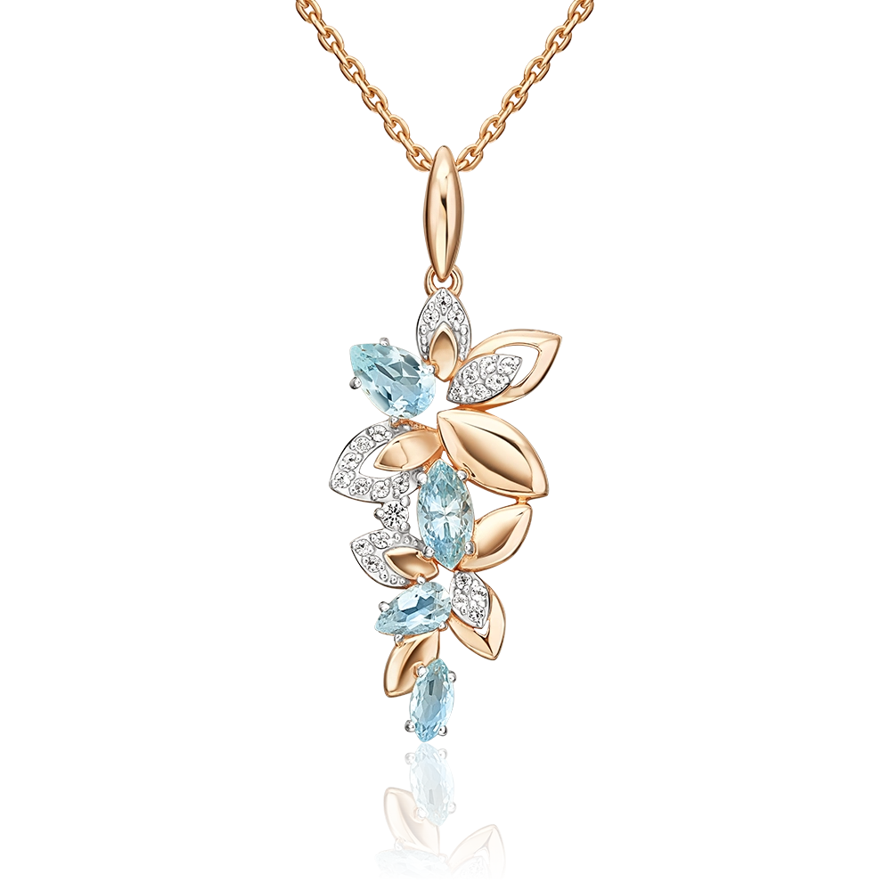 Подвеска «Осенний вальс» из красного золота с топазами и натуральными топазами white 03-3656-00-201-1110