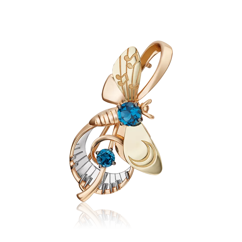 Брошь «Мелодия ночи» из комбинированного золота с топазами 04-0261-00-201-1140
