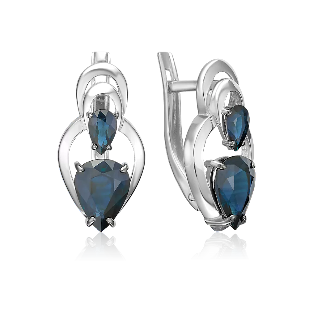 Серьги с английским замком из белого золота с сапфирами 02-5472-00-102-1120