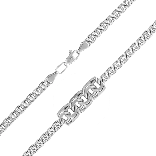 Цепь из белого золота (плетение «Бисмарк» с алмазными гранями по восьми сторонам) 21-2733-070-1120-19