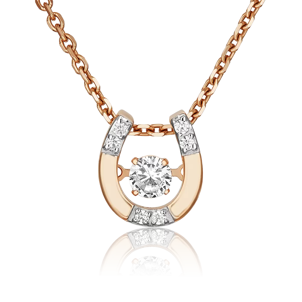 Подвеска «Подкова» из красного золота с фианитами 03-2225-00-401-1110-03