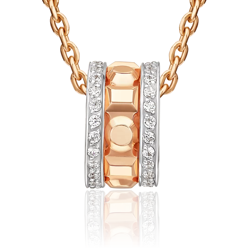 Подвеска-бегунок из красного золота с бриллиантами 03-3654-00-101-1110