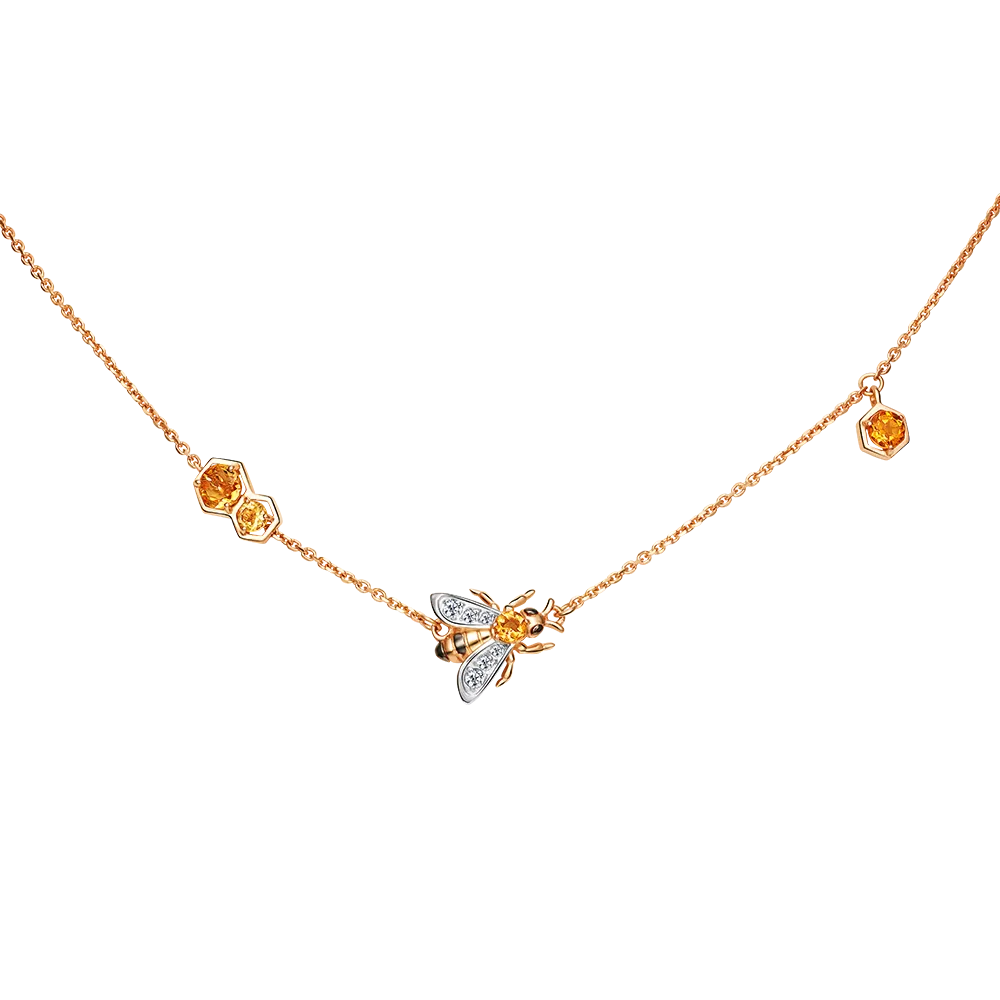 Колье «Пчела на сотах» из красного золота с цитринами и натуральными топазами white 07-0240-00-282-1110-57