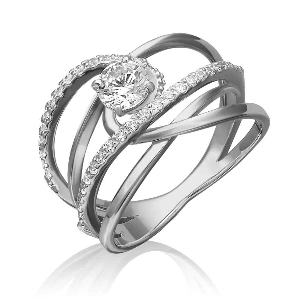 Кольцо из белого золота с фианитами 01-5286-00-501-1120-38