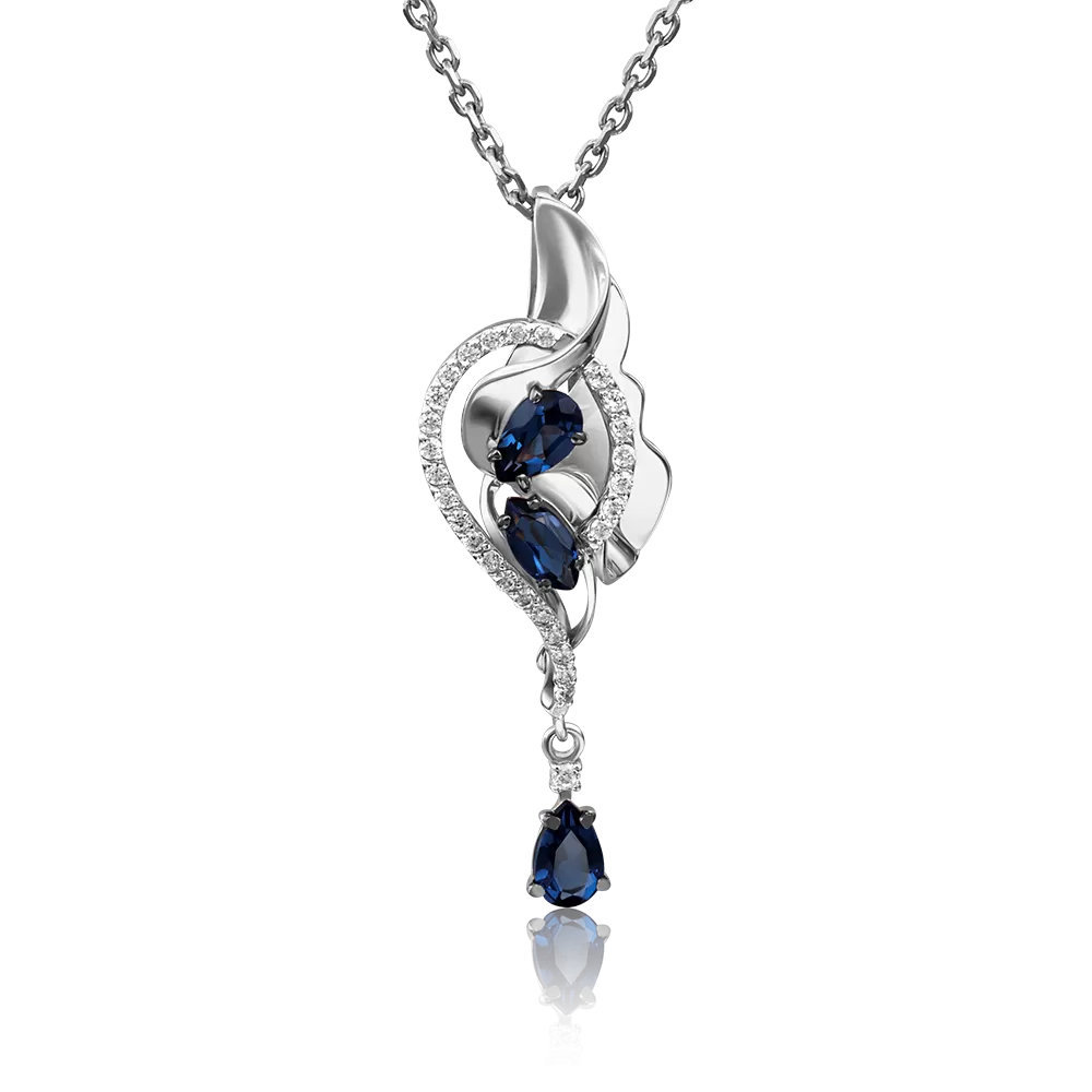 Подвеска из белого золота с сапфирами и бриллиантами 03-2862-00-105-1120-30