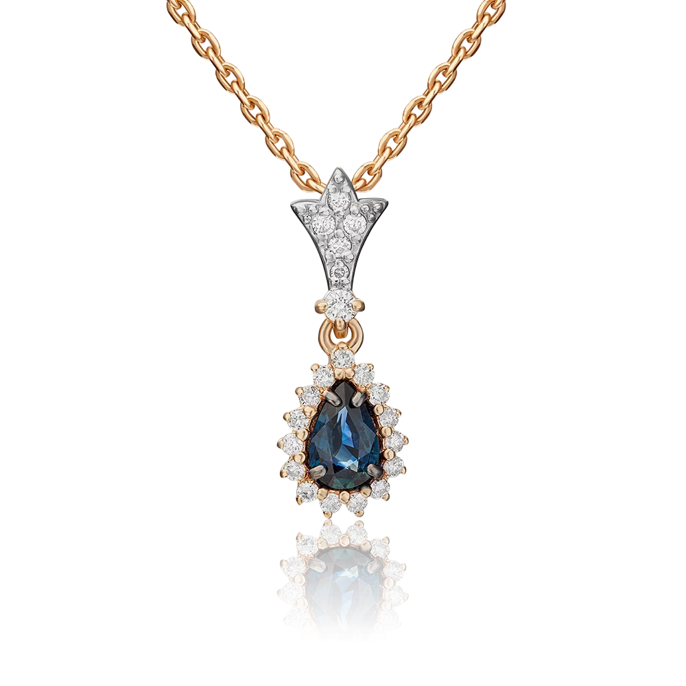 Подвеска из красного золота с сапфиром и бриллиантами 03-0540-00-105-1110-30