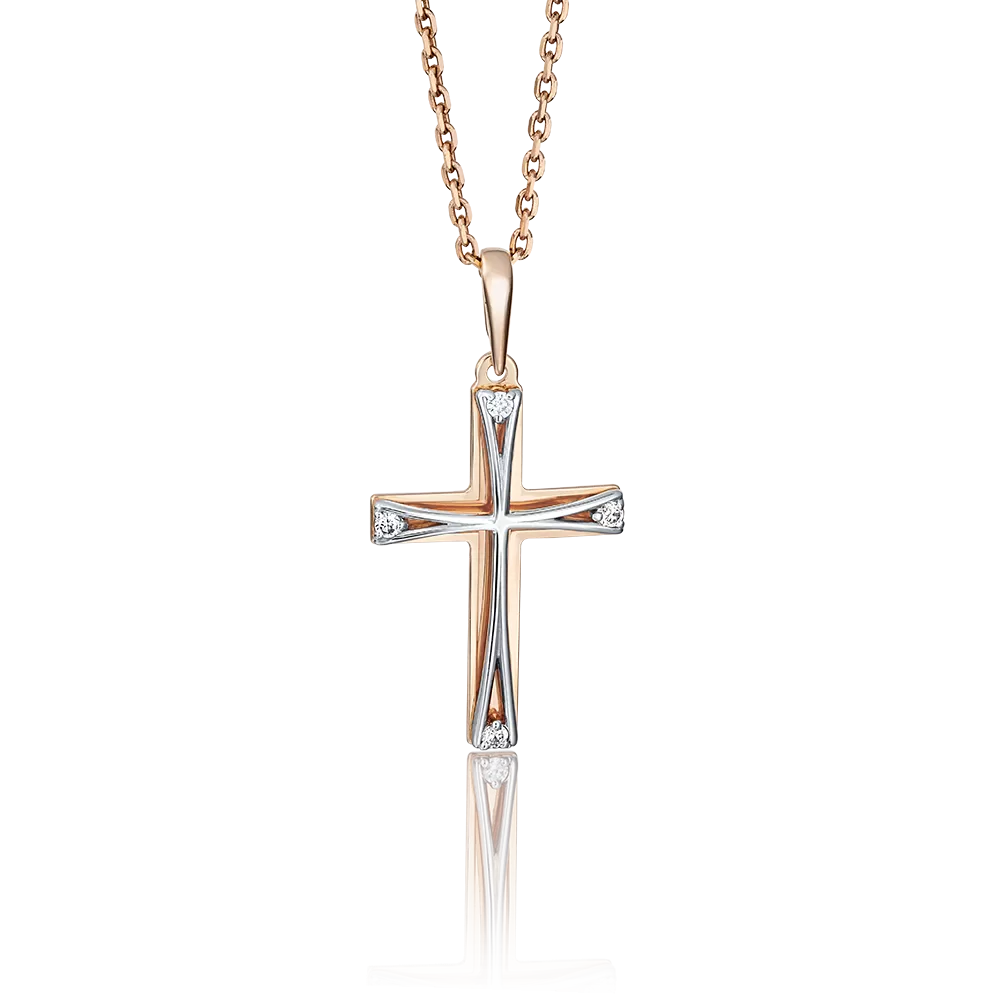 Декоративный крест из комбинированного золота с бриллиантами 03-2735-00-101-1111-30