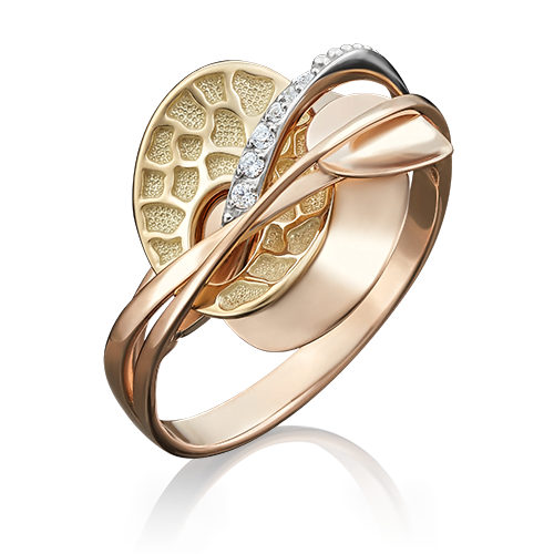 Кольцо из комбинированного золота с фианитами 01-5004-00-401-1140-48