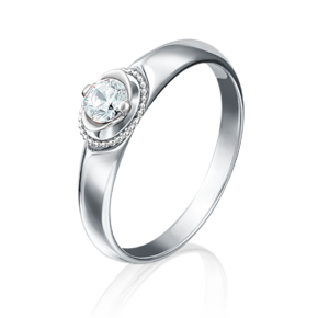 Помолвочное кольцо из белого золота с фианитом 01-5132-00-501-1120-38