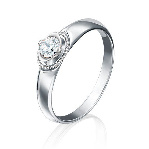 Помолвочное кольцо из белого золота с фианитом 01-5132-00-501-1120-38