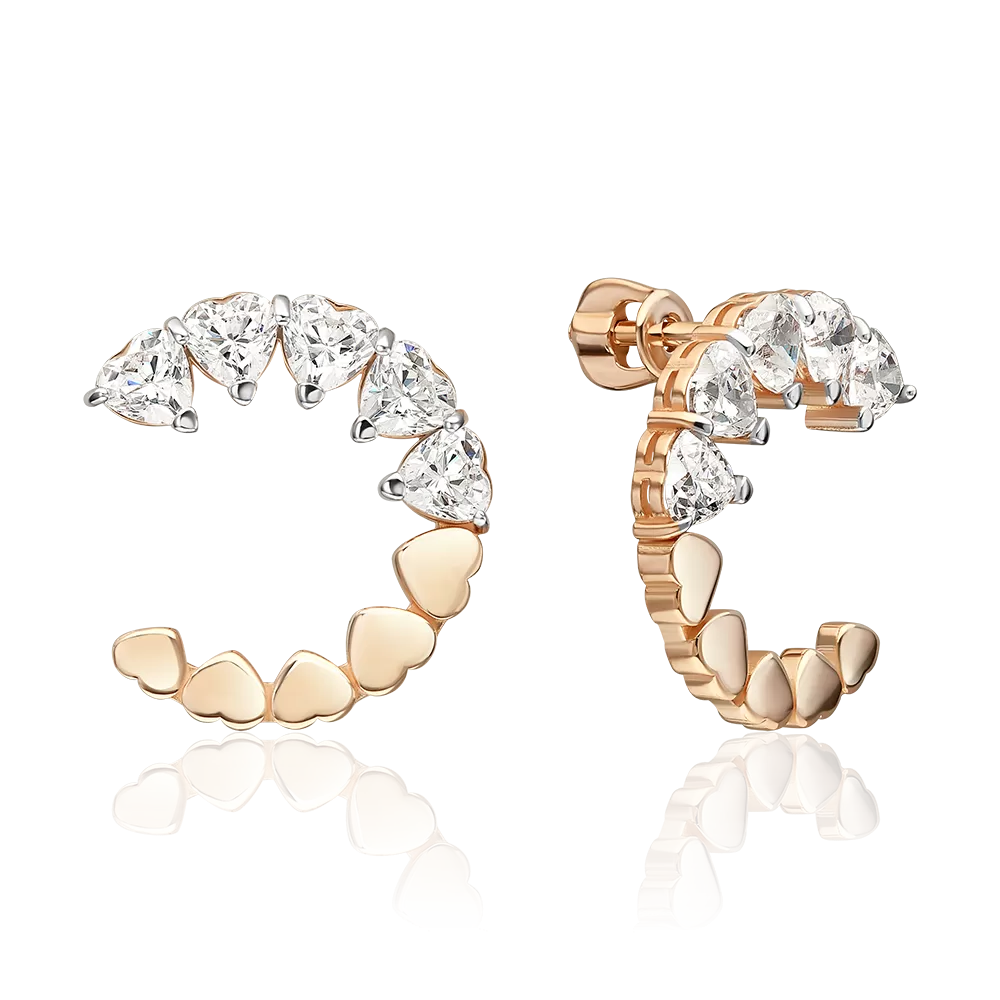 Серьги-пусеты из красного золота с фианитами 02-5659-00-401-1110