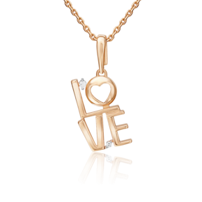 Подвеска «LOVE» из красного золота с фианитами 03-3583-00-401-1110