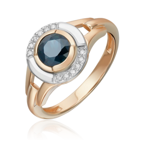 Кольцо из комбинированного золота с сапфиром и бриллиантом 01-5735-00-105-1111