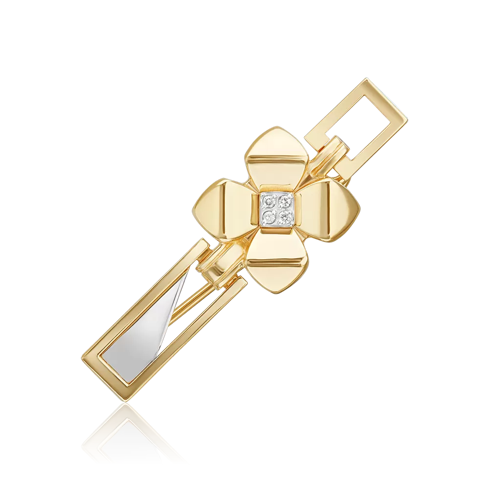 Брошь из комбинированного золота с бриллиантами 04-0269-00-101-1121