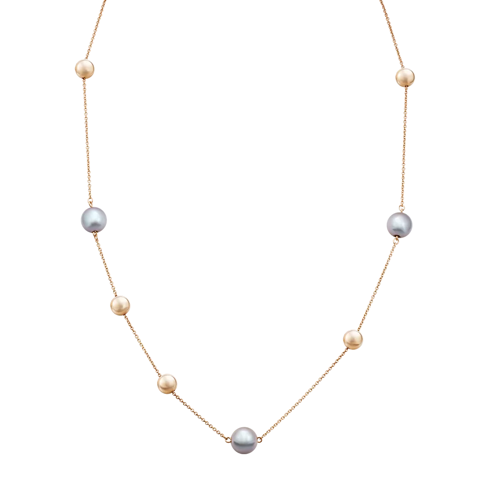 Колье из красного золота с жемчугом культивированным 07-0205-00-301-1110-31