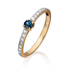Кольцо из красного золота c сапфиром и бриллиантами 01-0638-00-105-1110-30
