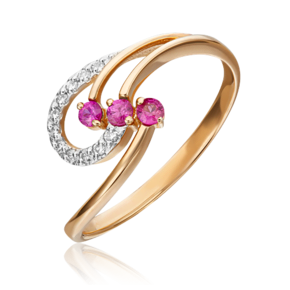 Кольцо из красного золота с рубином и бриллиантом 01-0773-00-107-1110-30