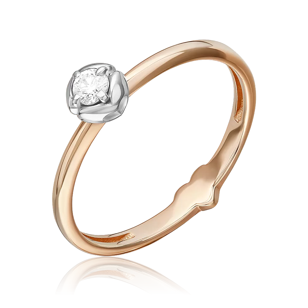 Кольцо из комбинированного золота с бриллиантом 01-5798-00-101-1111