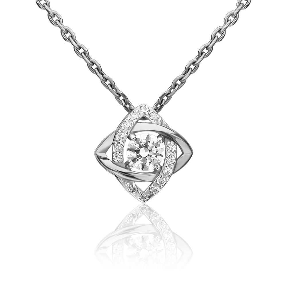 Подвеска-бегунок из белого золота с фианитами 03-3004-00-401-1120