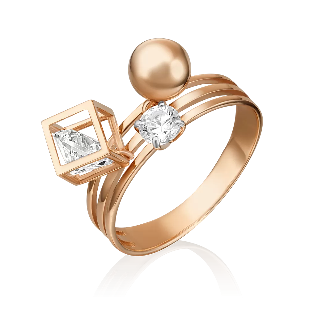 Кольцо из красного золота с фианитами 01-5370-00-401-1110