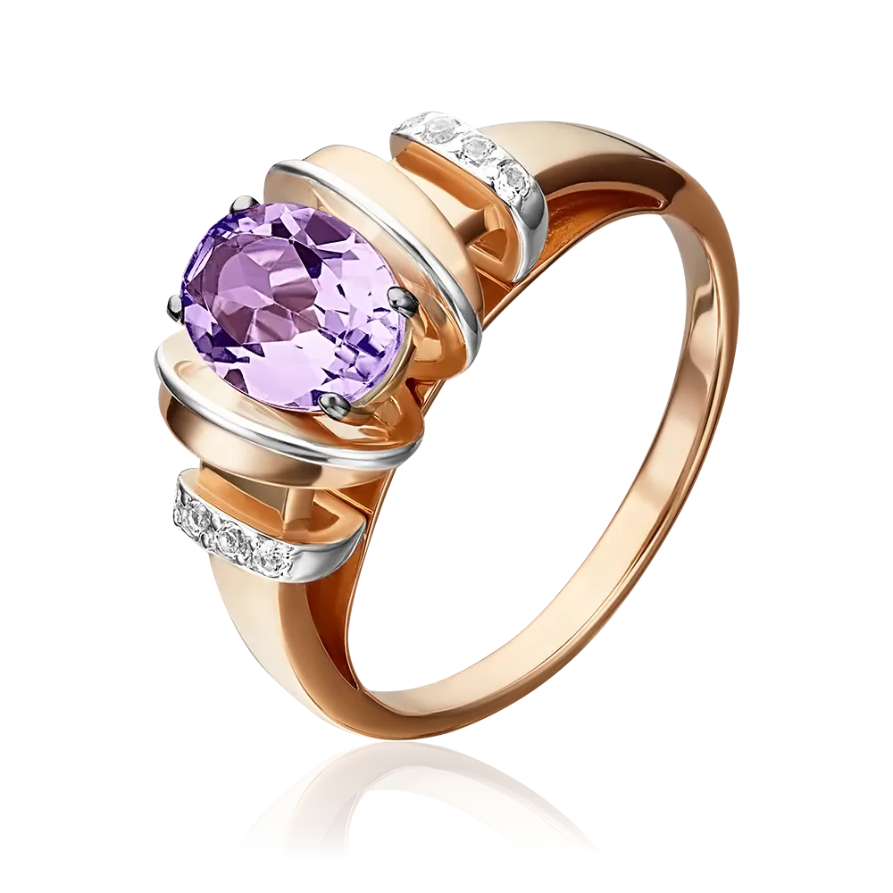 Кольцо из красного золота с аметистом и натуральными топазами white 01-5315-00-225-1110-57