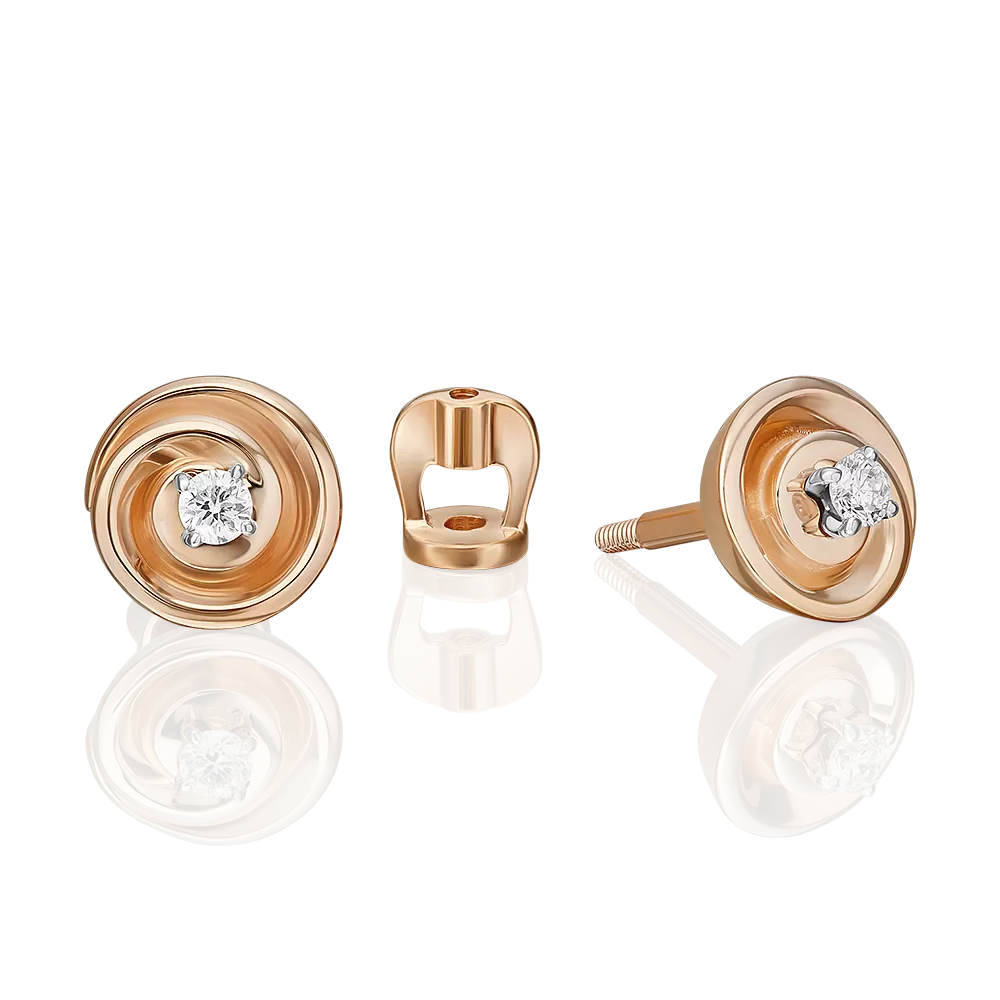 Серьги-пусеты из комбинированного золота с бриллиантом 02-5348-00-101-1111