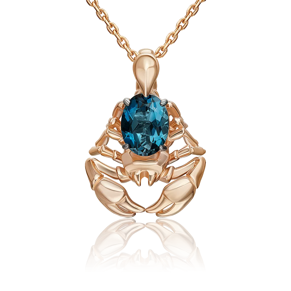 Подвеска «Скорпион» из красного золота с топазом 03-3484-00-201-1110