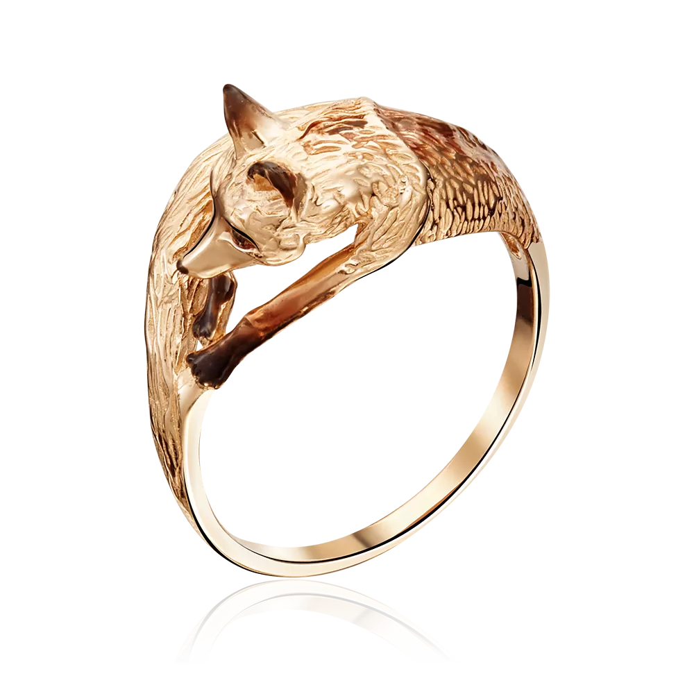 Кольцо «Лисица» из красного золота с эмалью 01-5342-00-000-1110-25