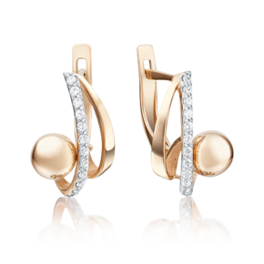 Серьги с английским замком из красного золота c фианитами 02-4029-00-401-1110-23