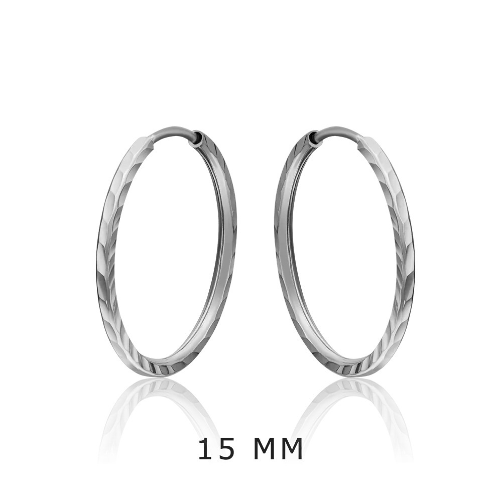 Серьги-конго из белого золота с алмазной гранью 02-0074-33-000-1120-19