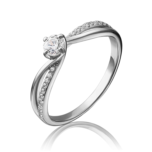 Помолвочное кольцо из белого золота с фианитом 01-4754-00-501-1120-38